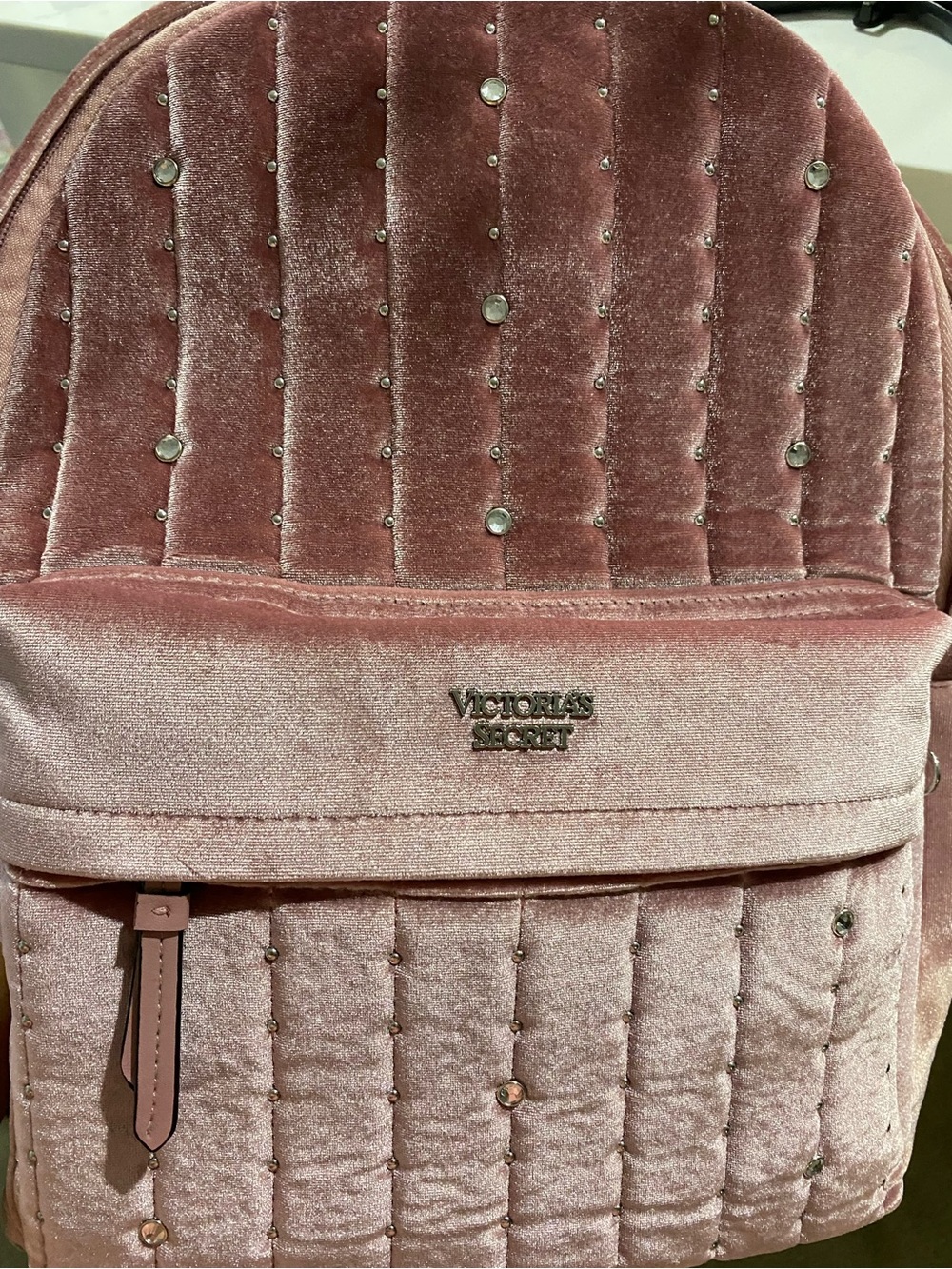 Victoria's Secret Pink Quilted Velvet Studded Backpack - Picture 4 of 8